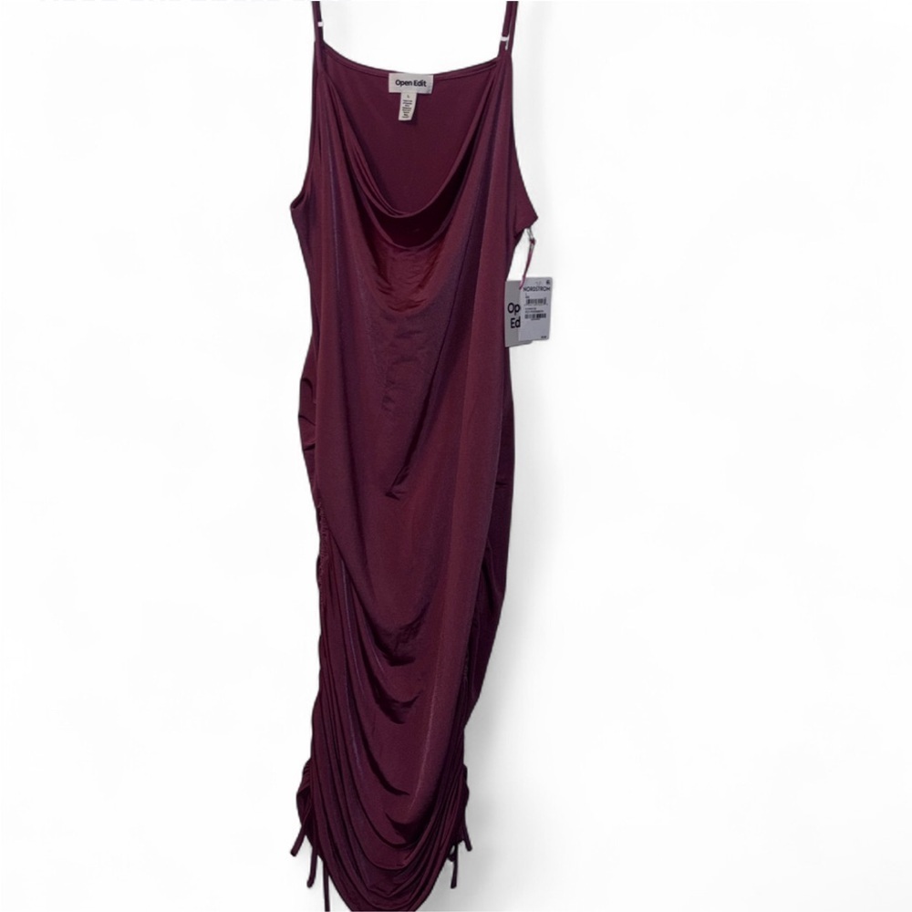 Nordstrom Open Edit Burgundy Draped Midi Dress